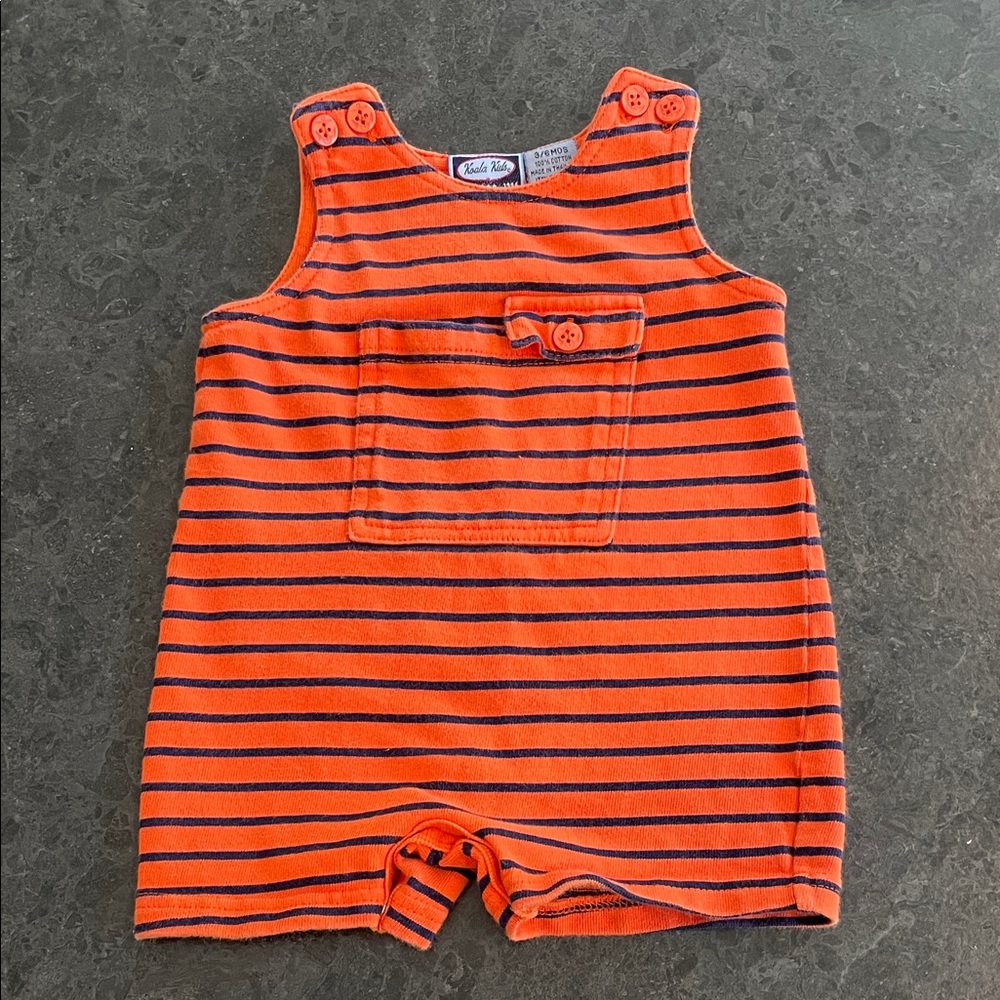 Koala Kids Orange and Navy Striped Romper